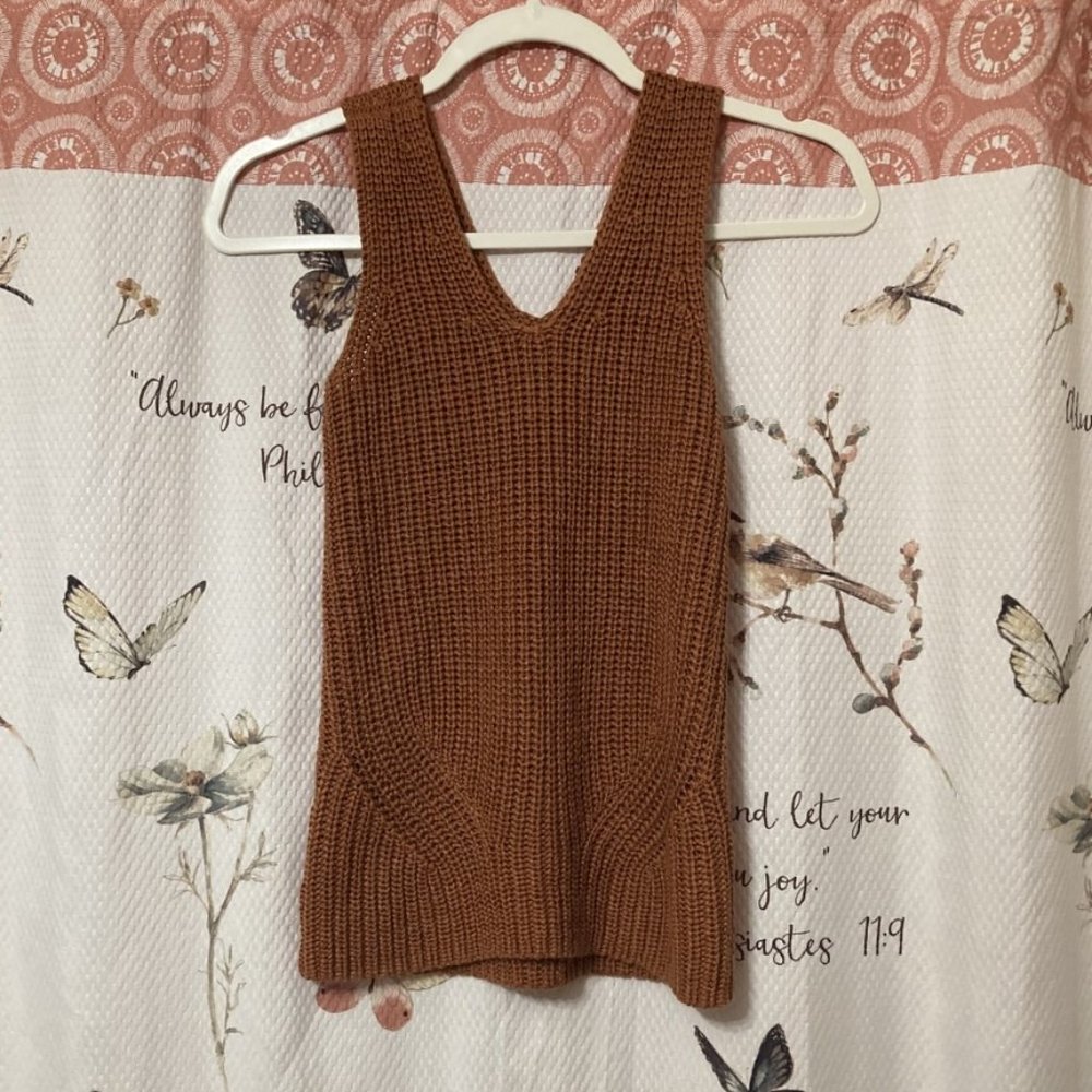 LOFT Women's Knit Double V Neck Sweater Tank Top Size XXSP
